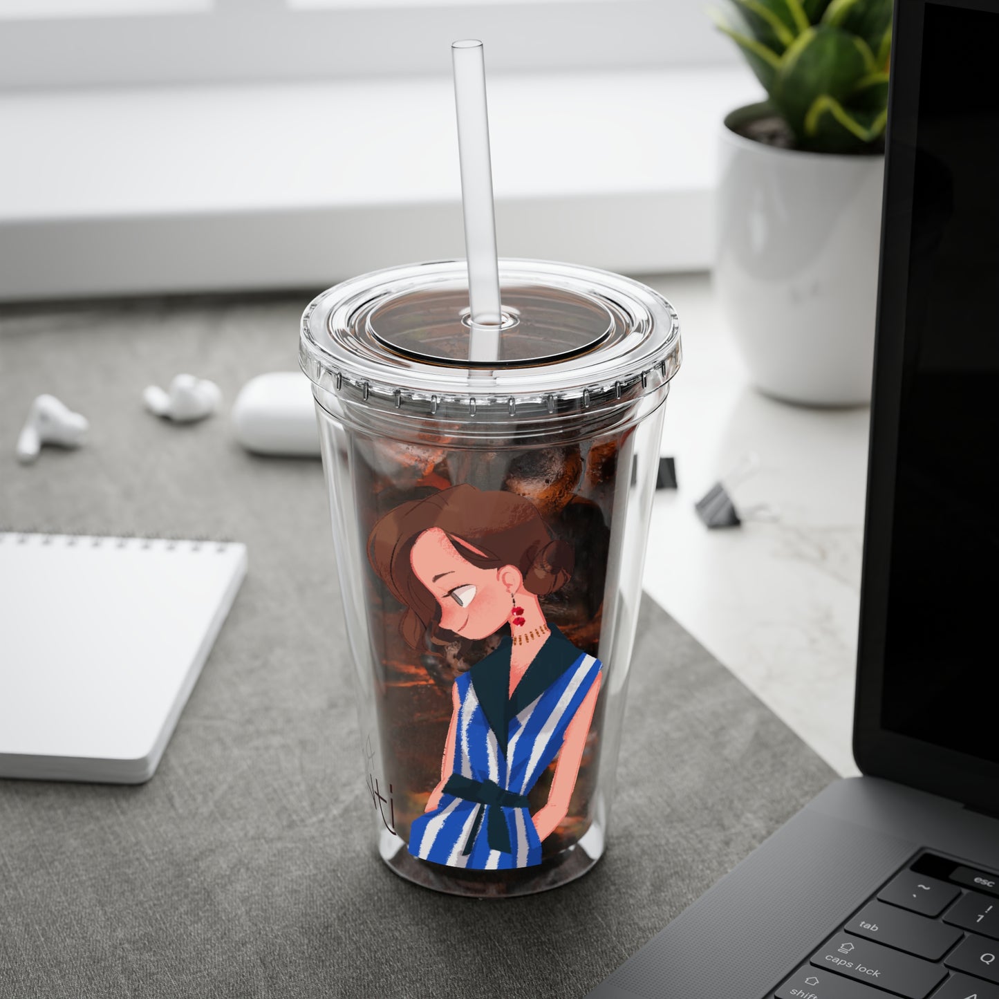 Rianti: Girl Clear Tumbler with Straw.