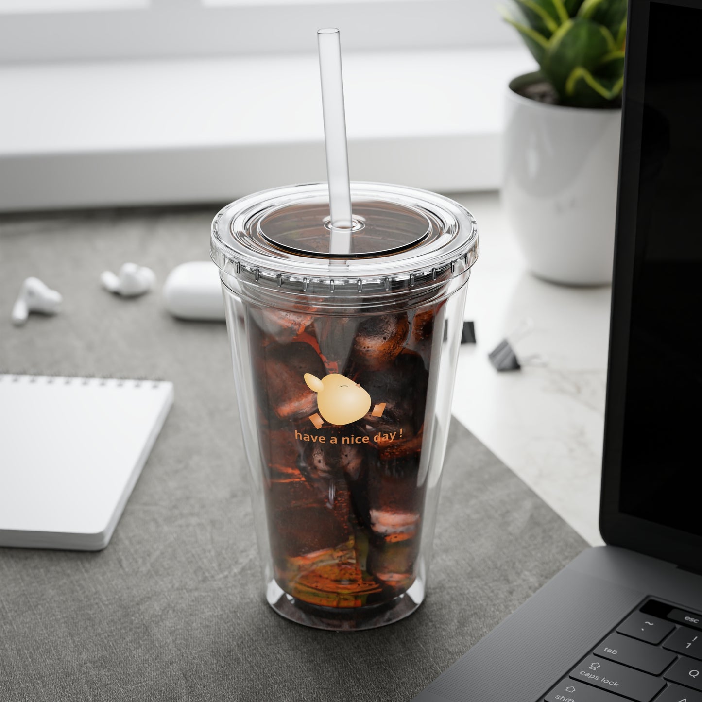 Chicken Wings Clear Tumbler with Straw