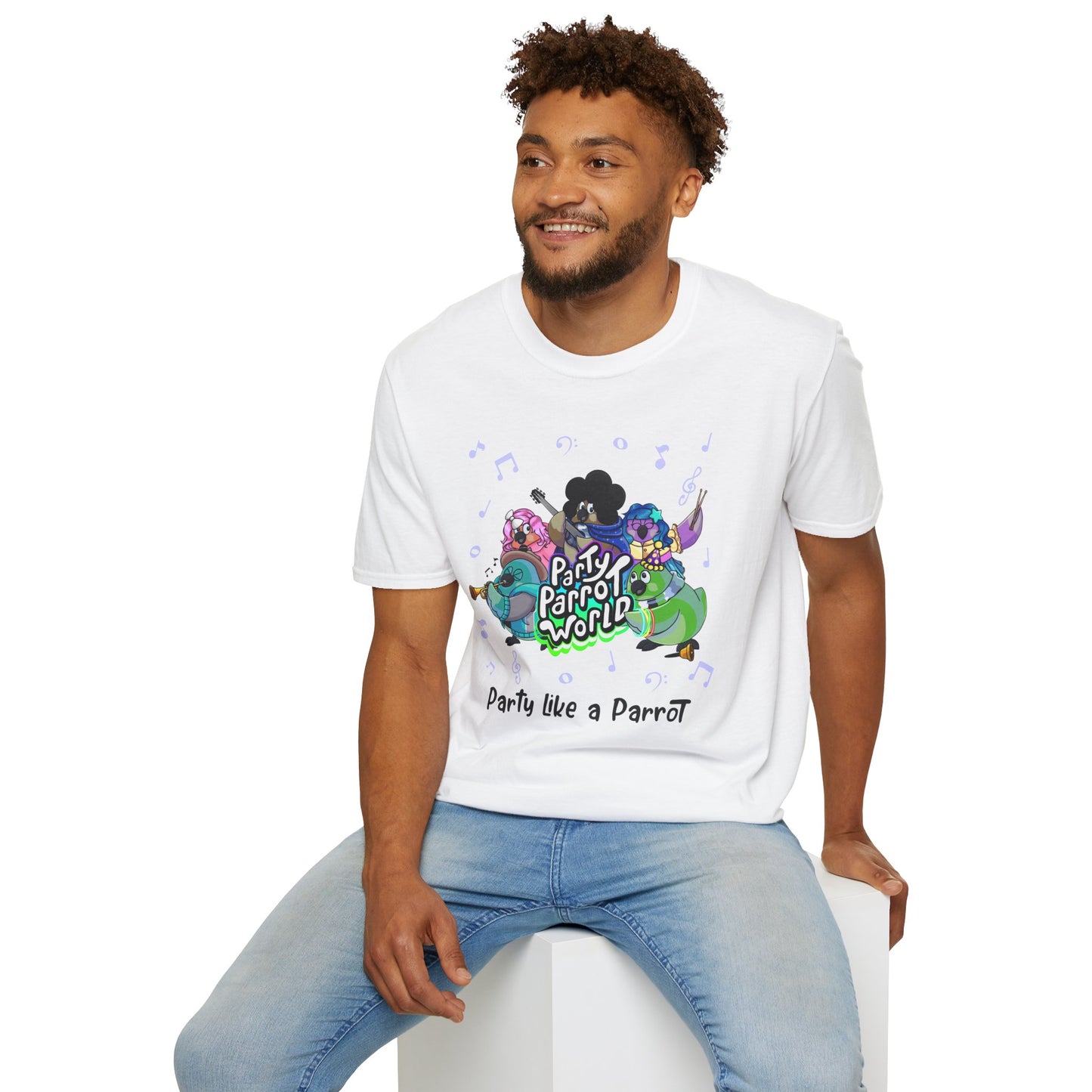 Party Parrot World Unisex Softstyle T-Shirt