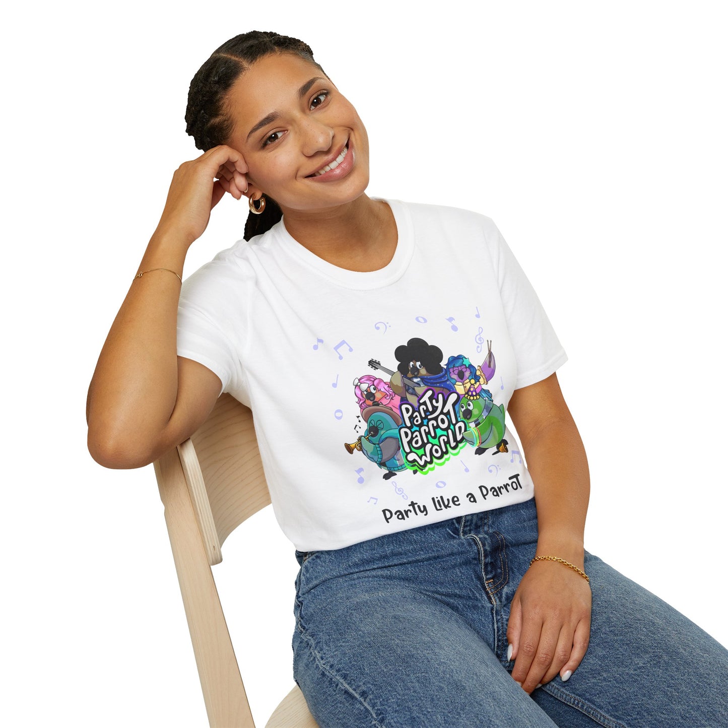 Party Parrot World Unisex Softstyle T-Shirt