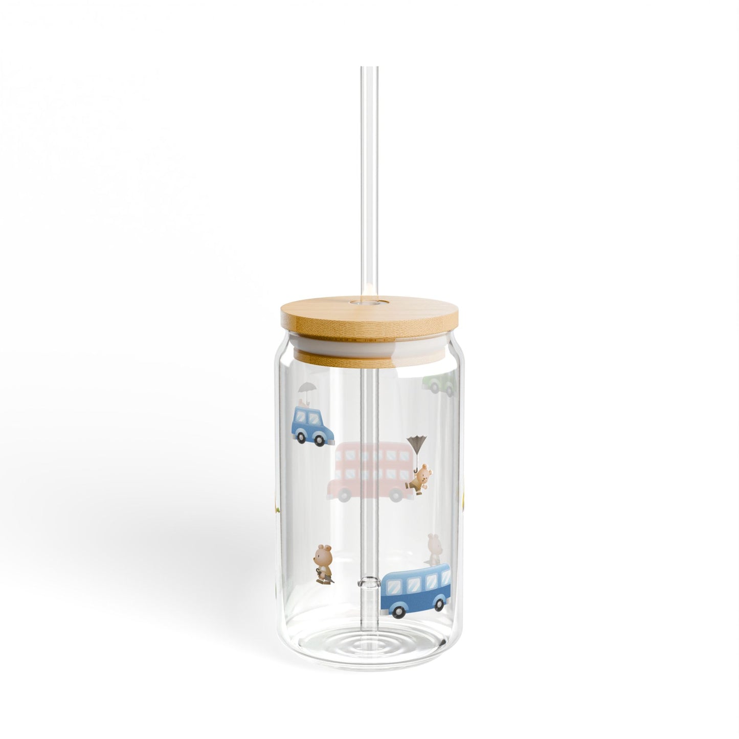 Sunny Day Sky Sipper Glass with Lid & Straw