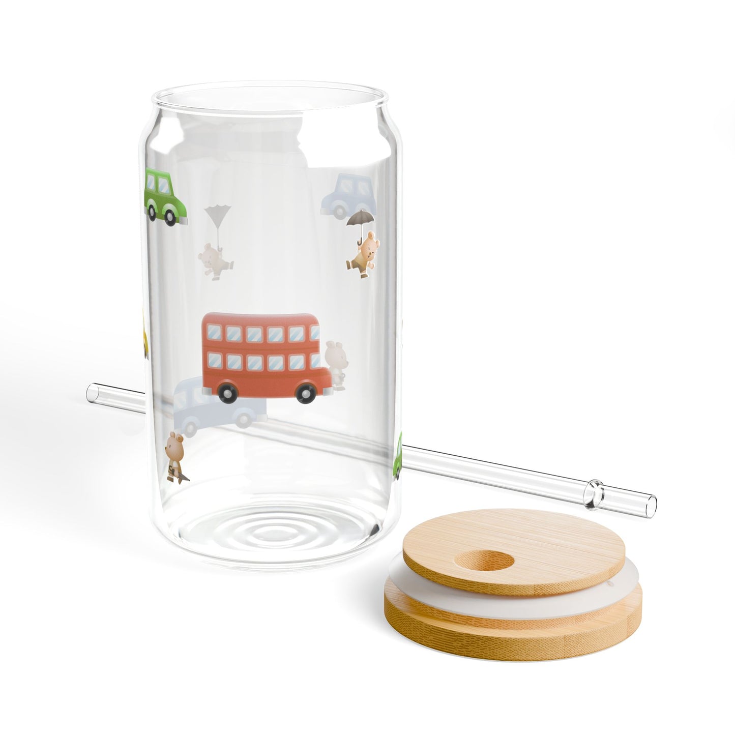 Sunny Day Sky Sipper Glass with Lid & Straw