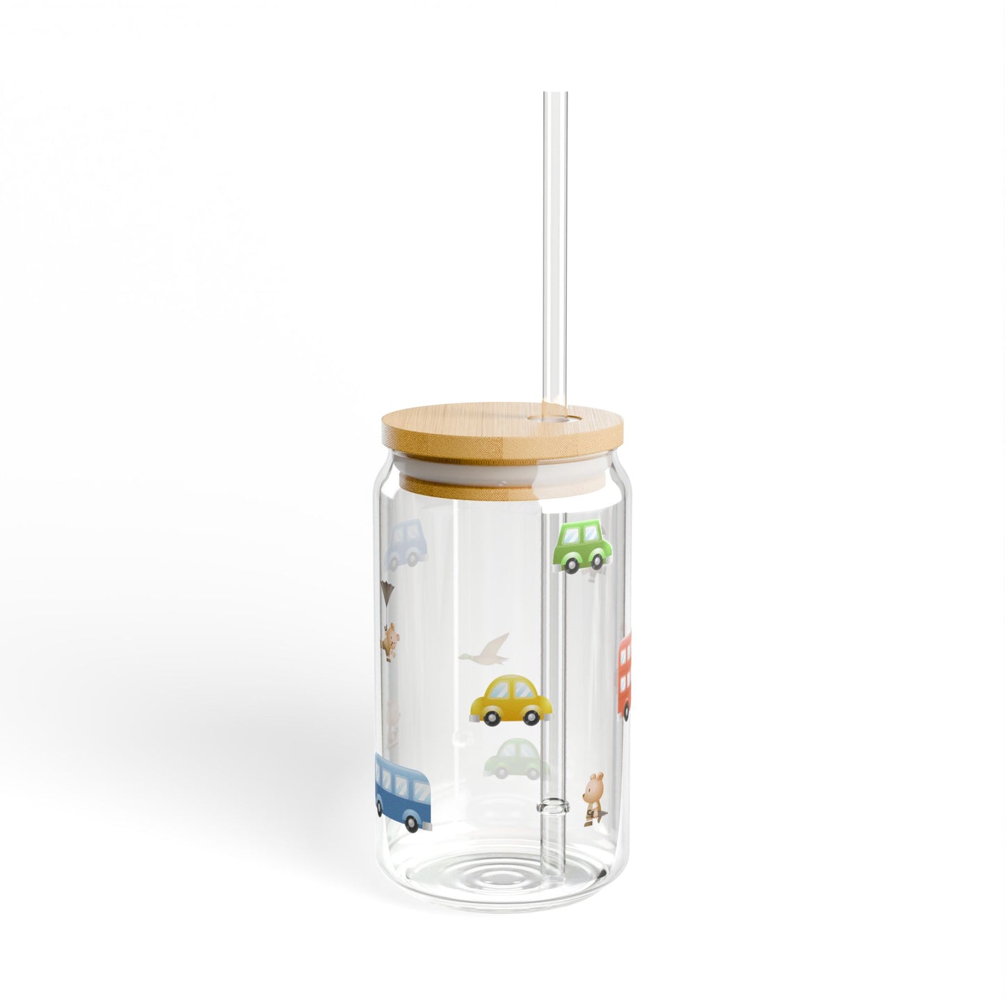 Sunny Day Sky Sipper Glass with Lid & Straw
