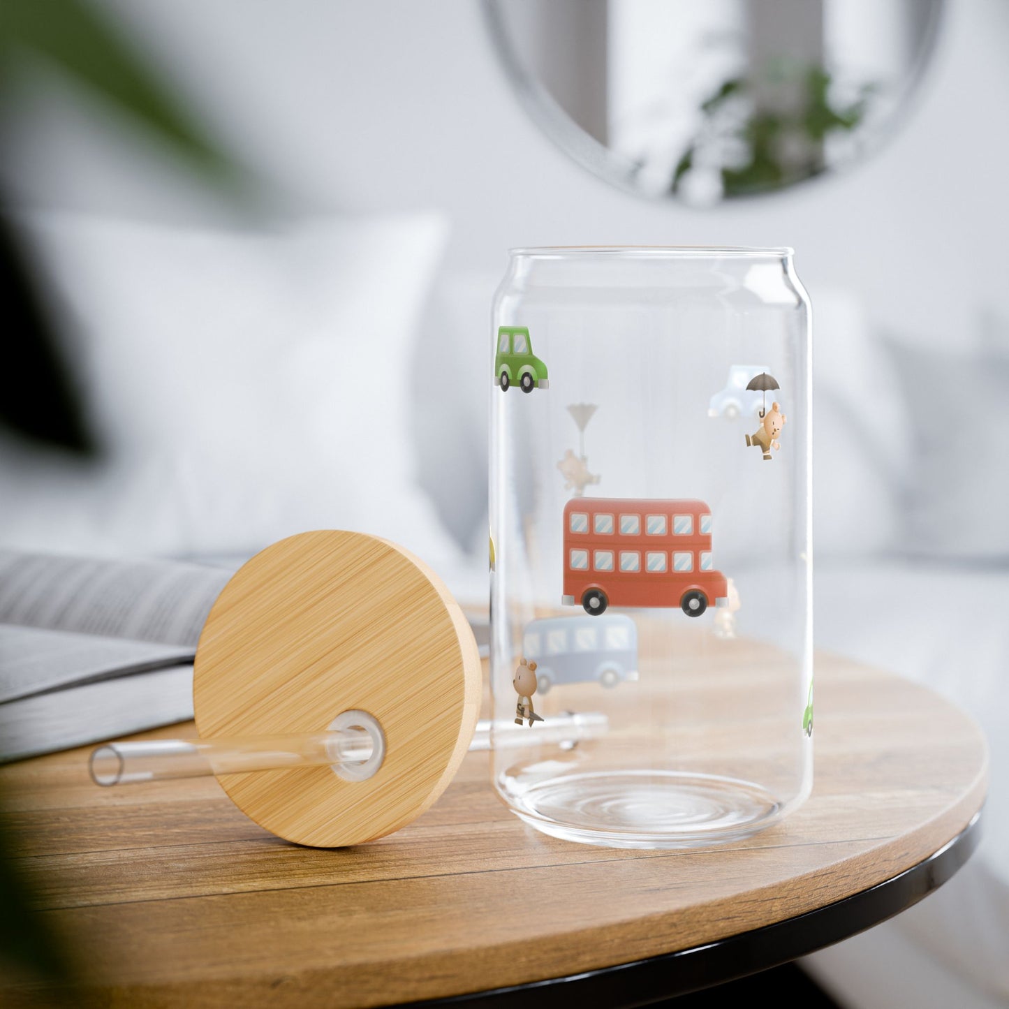 Sunny Day Sky Sipper Glass with Lid & Straw