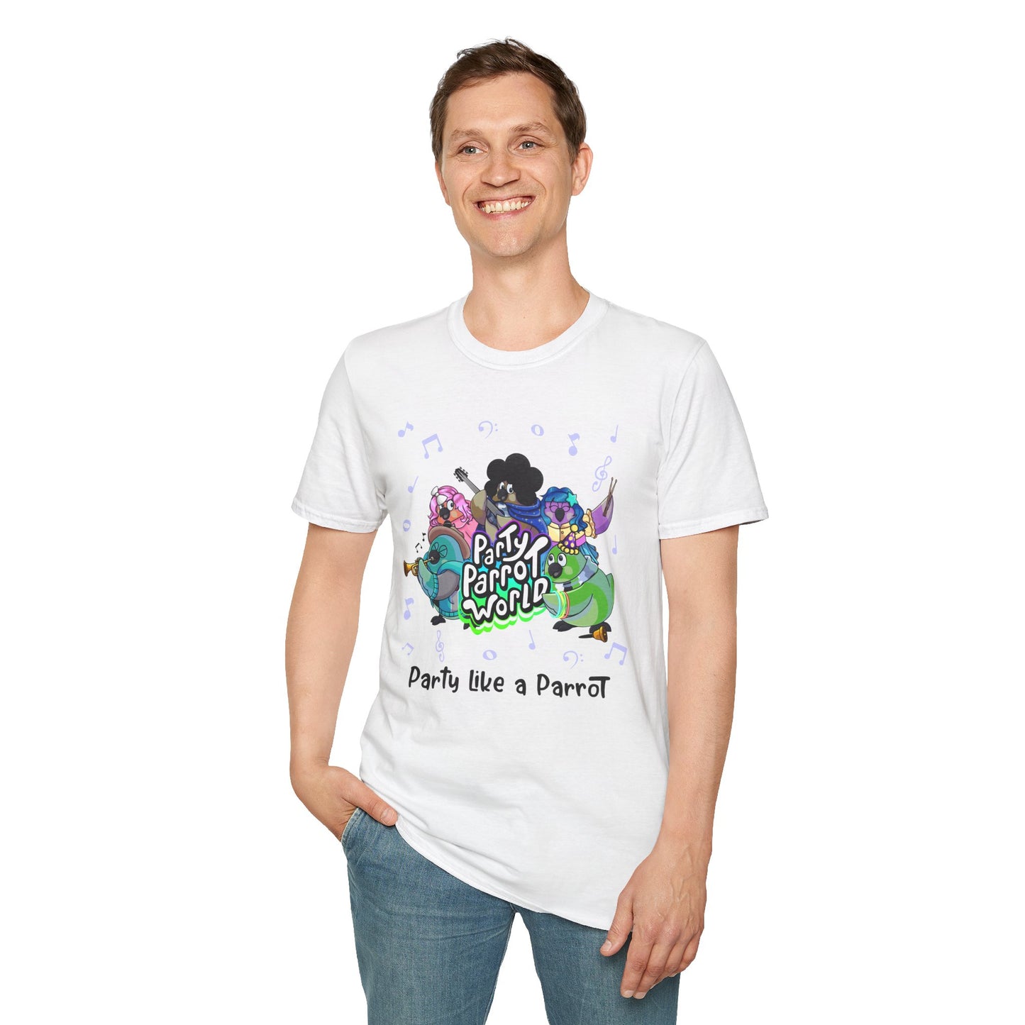 Party Parrot World Unisex Softstyle T-Shirt