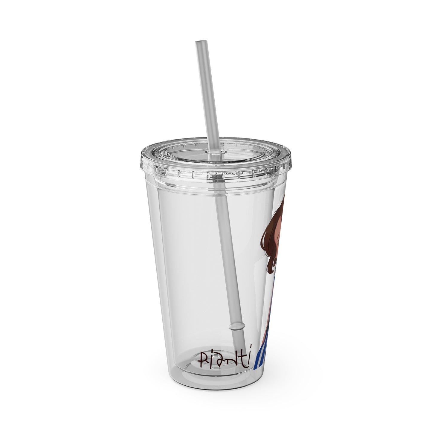 Rianti: Girl Clear Tumbler with Straw.
