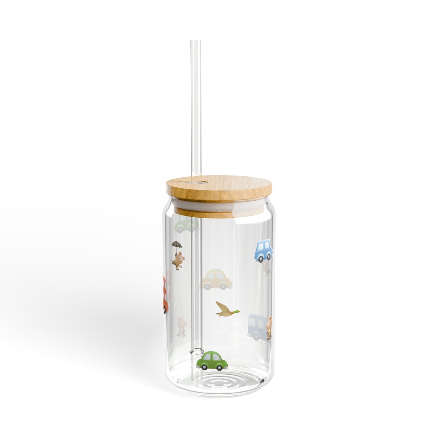 Sunny Day Sky Sipper Glass with Lid & Straw