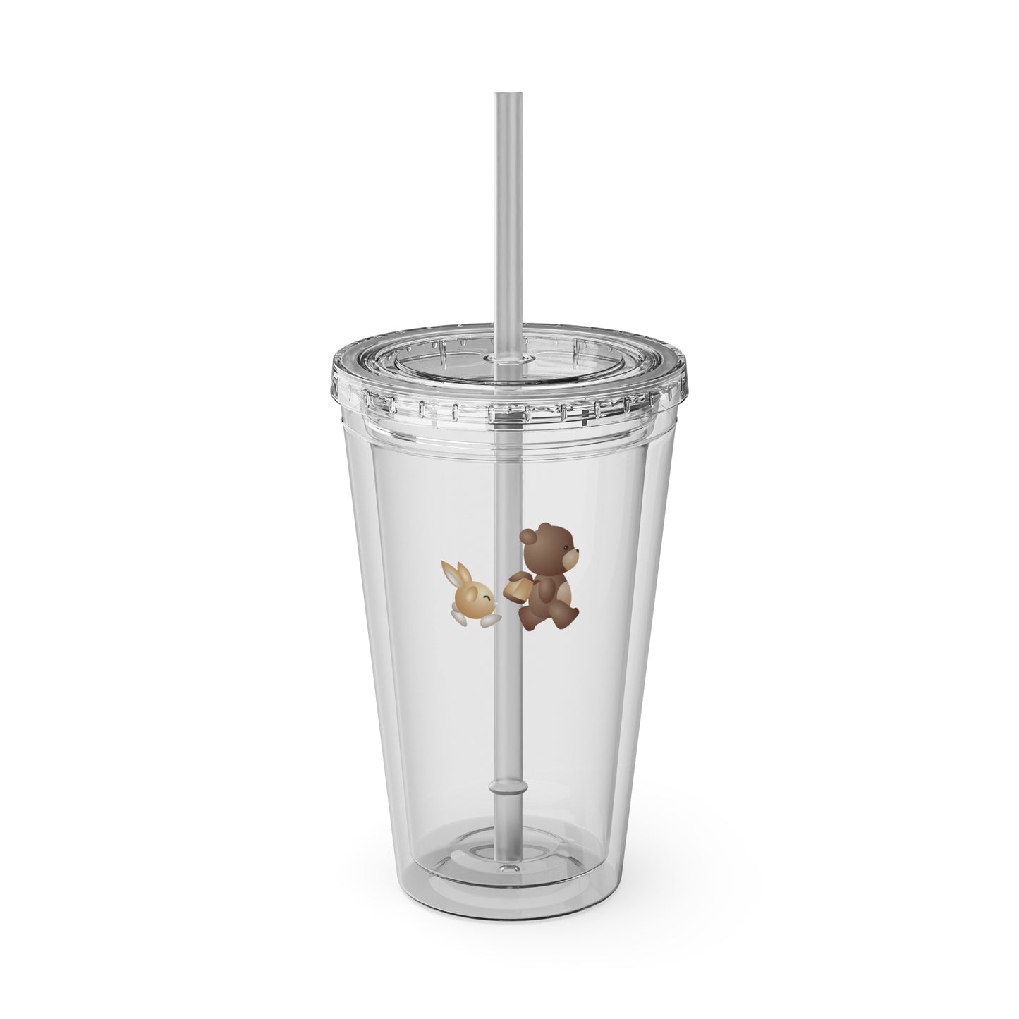 Bungee Bear Clear Tumbler with Straw