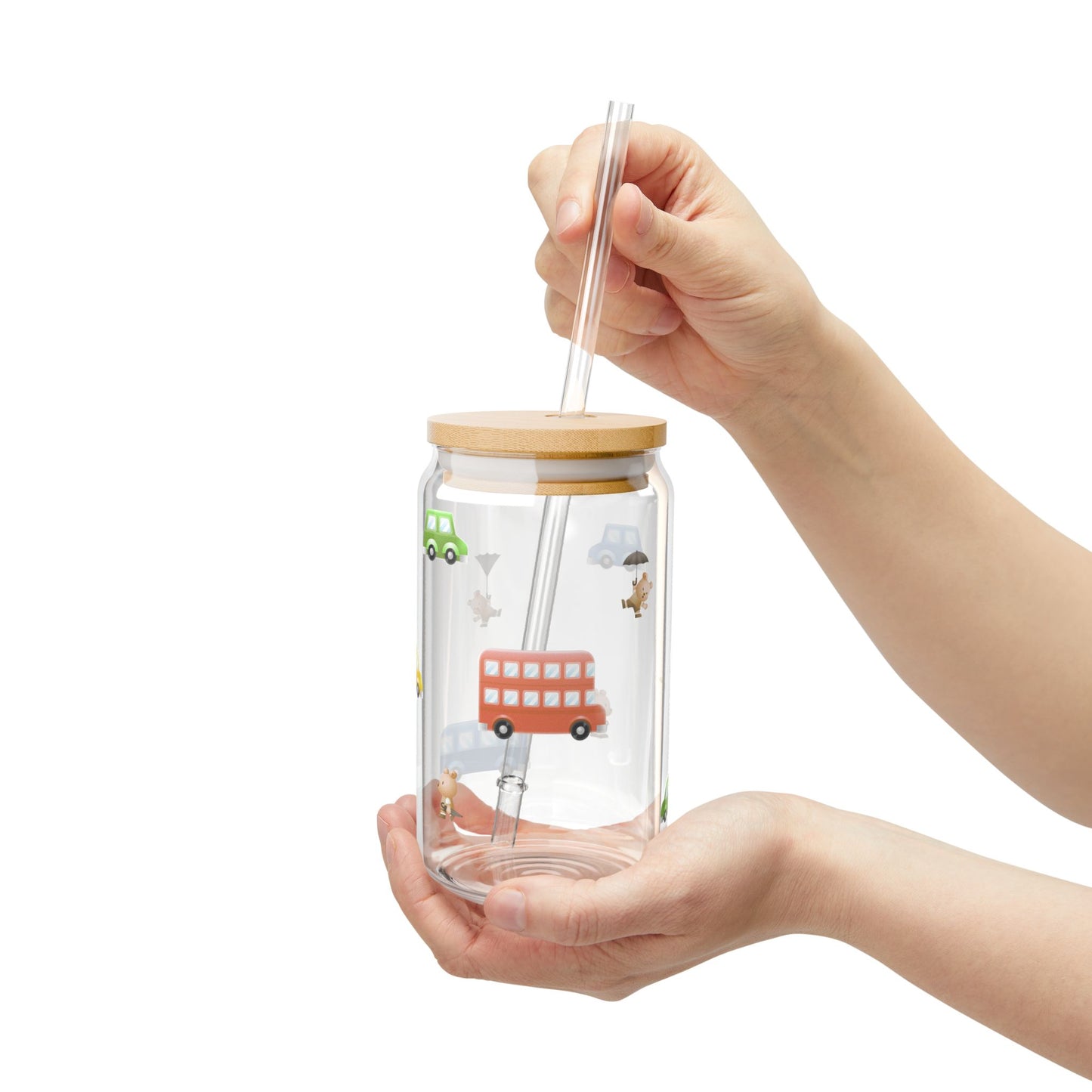 Sunny Day Sky Sipper Glass with Lid & Straw